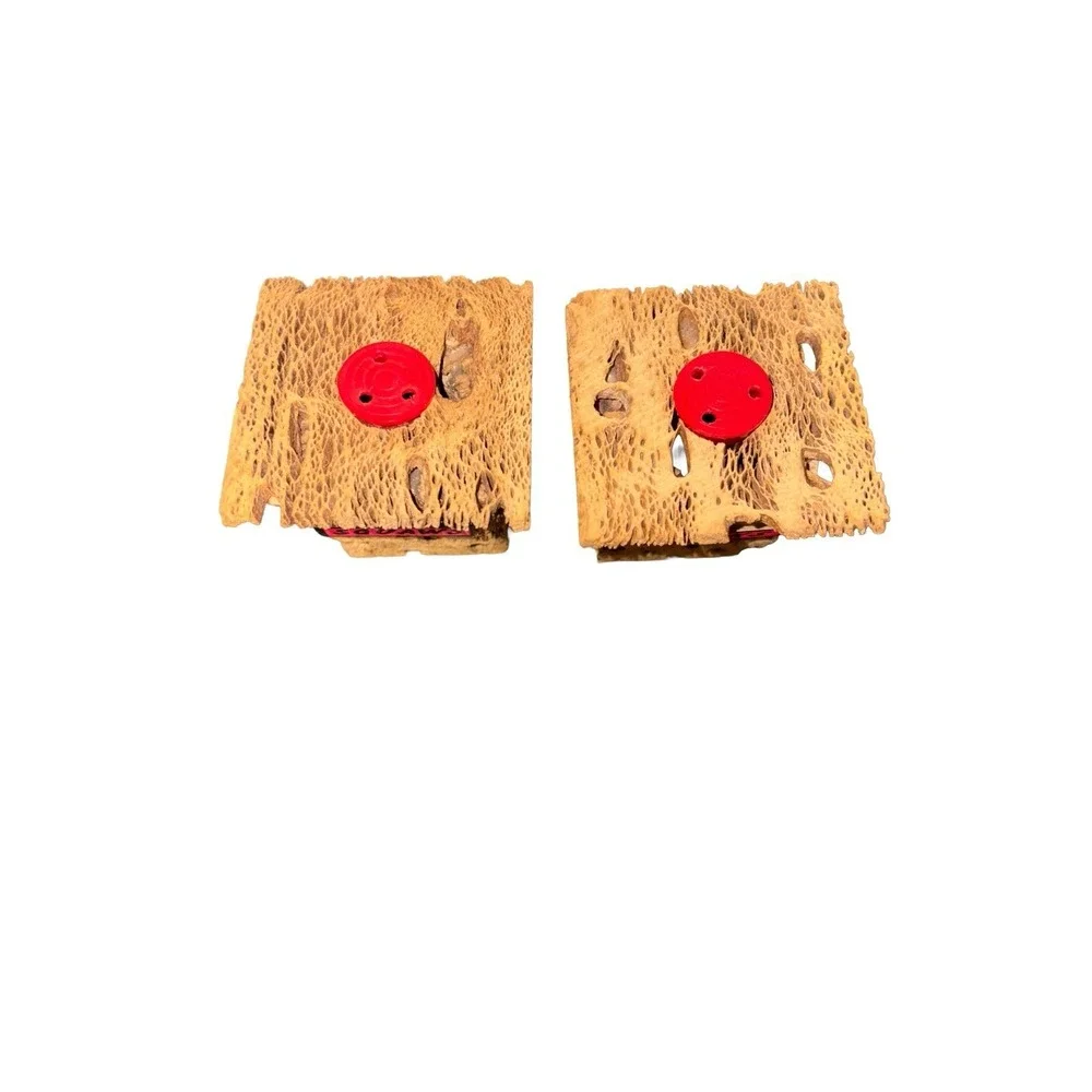 Vintage Outhouse Squaws & Bucks (F/M) Cholla Cactus Wood Salt Pepper Shakers MCM
